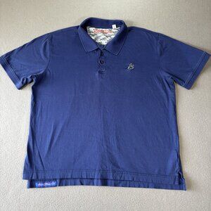 Robert Graham Shirt Mens XL Classic Fit Blue Solid Polo Colorful Short Sleeve